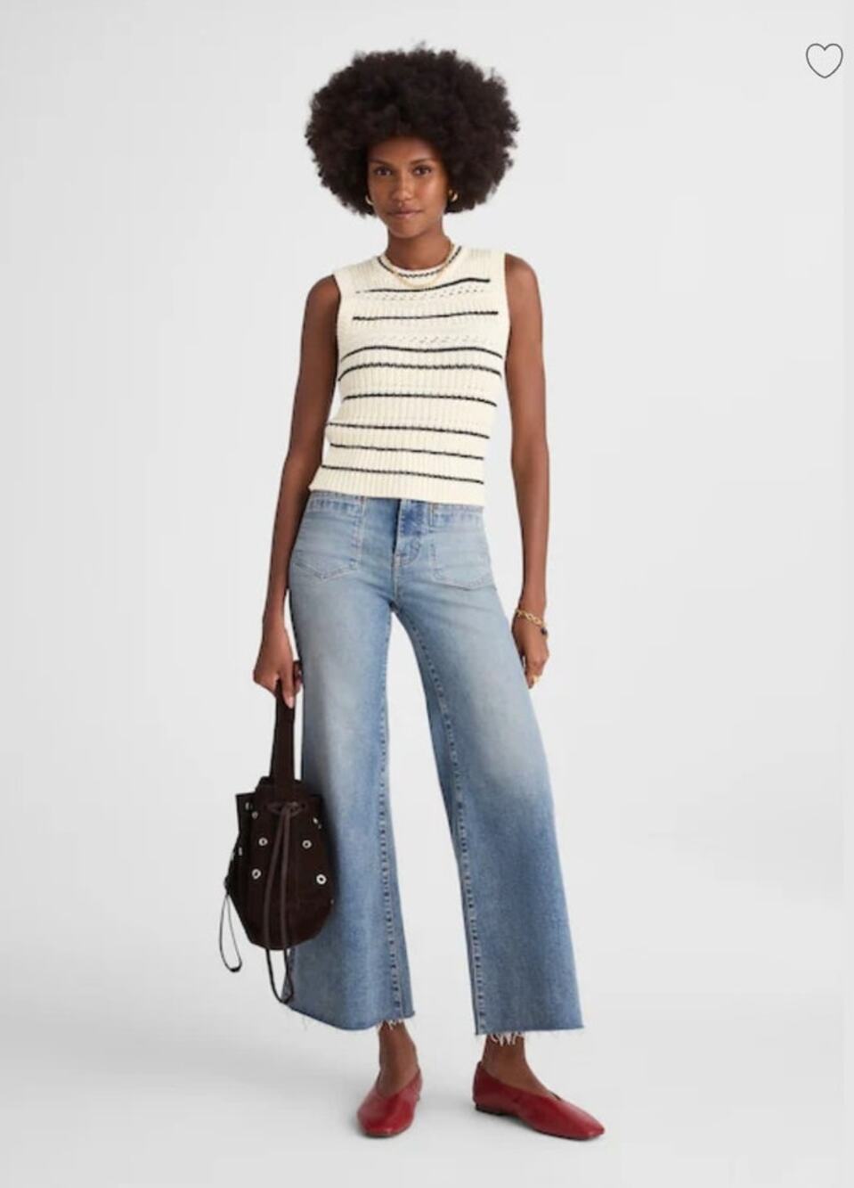 NWT Madewell Striped Sweater Vest in 100% Cotton White/Black M